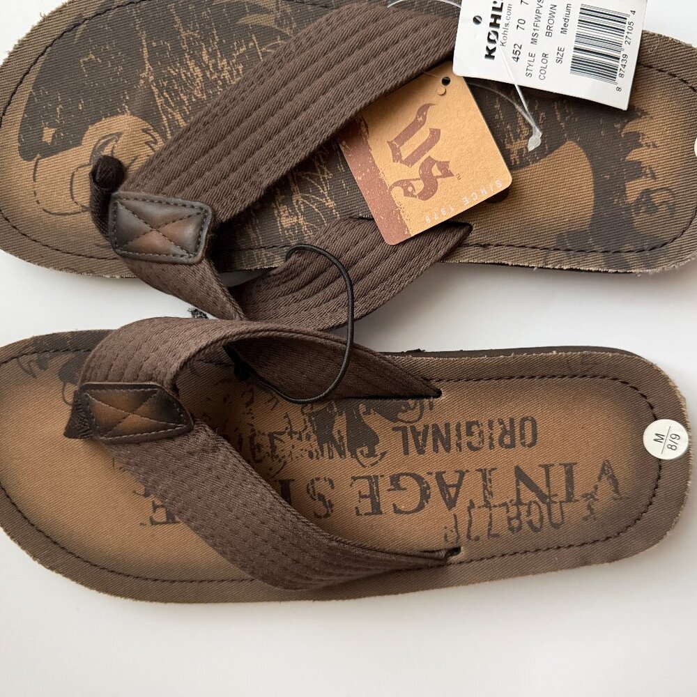 Vintage Stone Men's Classic Thong Flip-Flop Slippers Brown Sz M 8/9 ~ NWT!!
